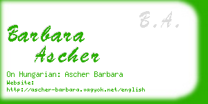 barbara ascher business card